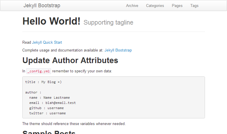 Jekyll Bootstrap 的默认站点